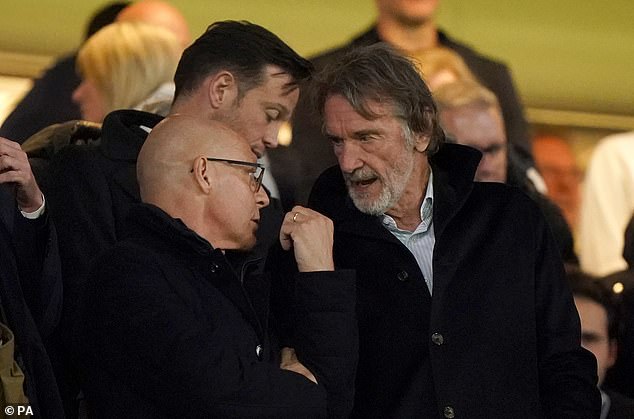 Manchester United have been criticised for profiting from the sale and urged to donate the windfall to women's charities. Pictured: Minority owner Sir Jim Ratcliffe (right)