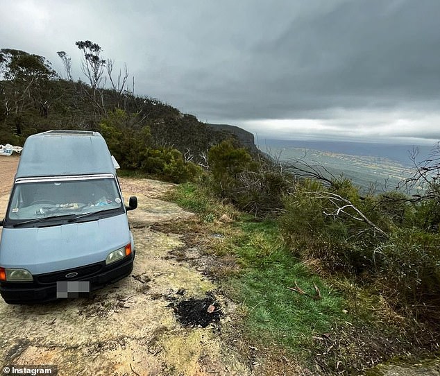 The artist never had any trouble sleeping in his van in other cities along Australia's east coast (pictured in the Blue Mountains, NSW)