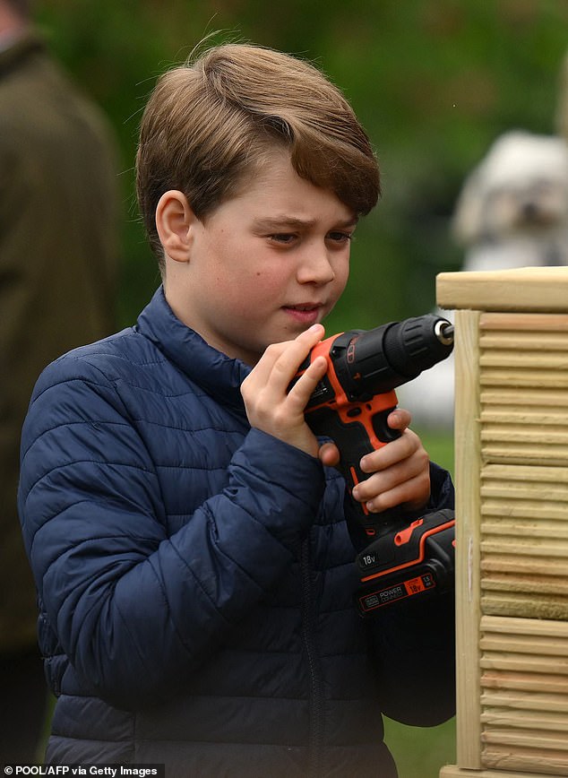 George repairs woodwork at 3rd Upton Scouts Hut in Slough during Big Help Out 2023. The whole Wales family was on hand to help renovate and improve the building