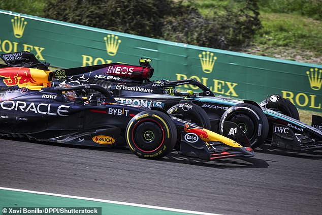 Max Verstappen (left) and Lewis Hamilton (right) collided towards the end of Sunday's race