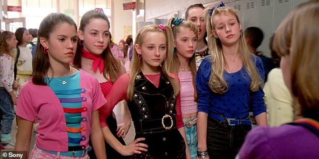 The star appeared as one of the Six Chicks alongside future co-star Ashley Benson (Brie's left) in the 2004 film 13 Going On 30, starring Jennifer Garner