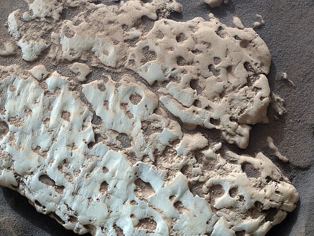 Curiosity made the strange discovery by accidentally breaking white rocks during its journey through the Gediz Vallis Channel