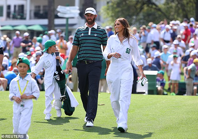 Last year, Gretzky caddied for Johnson and their two boys at a Par-3 event before the Masters