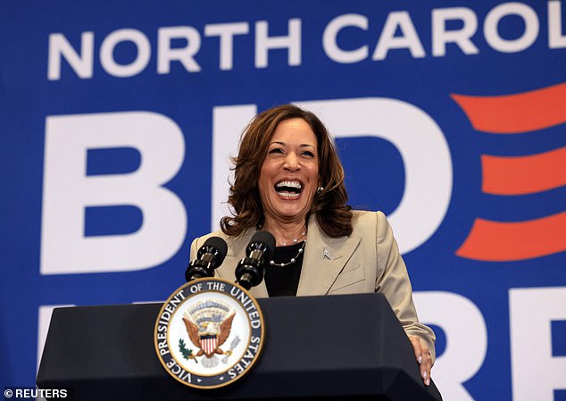 US Vice President Kamala Harris campaigns at Westover High School in Fayetteville, North Carolina,