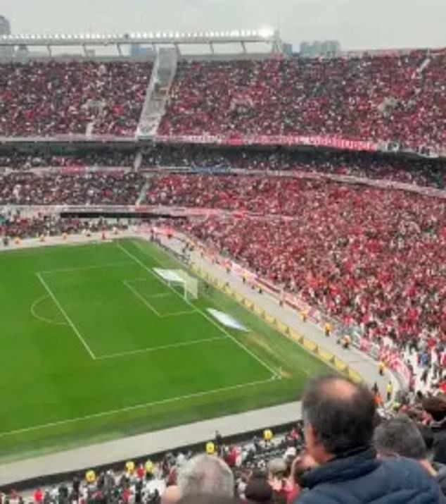 Footage shared on social media shows the entire stadium appearing to sing the song