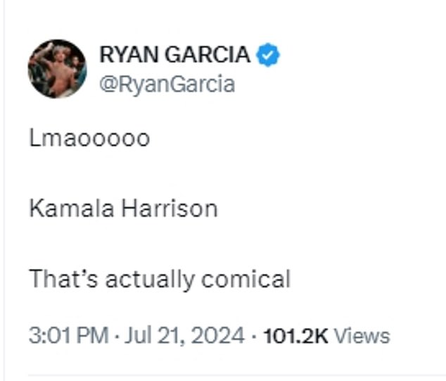 Ryan Garcia referenced Kamal 'Harrison' during his bizarre social media rant on Sunday