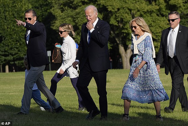 Hunter Biden, Melissa Cohen, Joe Biden and Jill Biden in July - his family has supported him