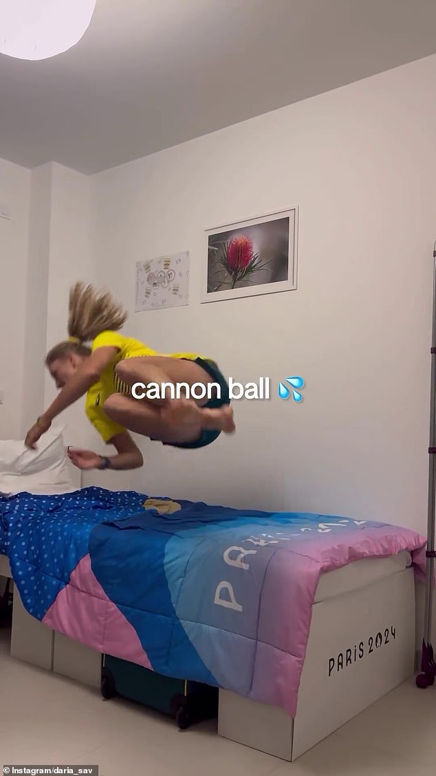 Tennis star Daria Saville gave her Olympic bed a full workout alongside teammate Ellen Perez