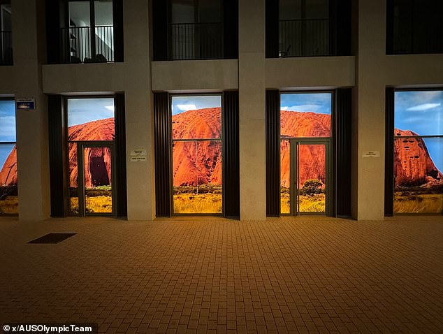 The Australian portion of the athletes' village features several large images of iconic landmarks from the home country