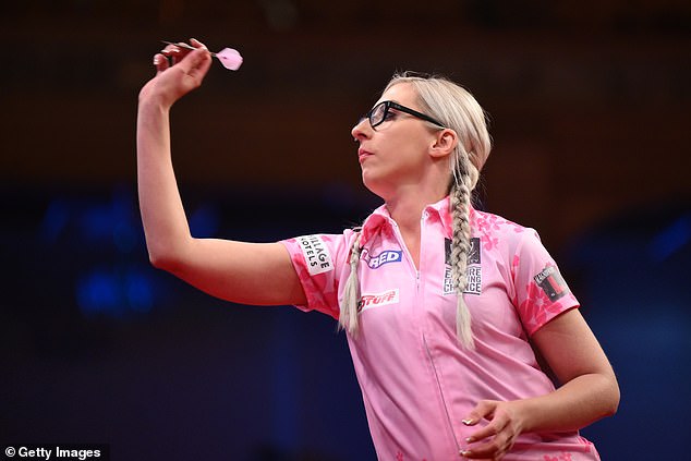 Greaves defeated Fallon Sherrock (pictured, yesterday at the Women's World Matchplay event) in the final