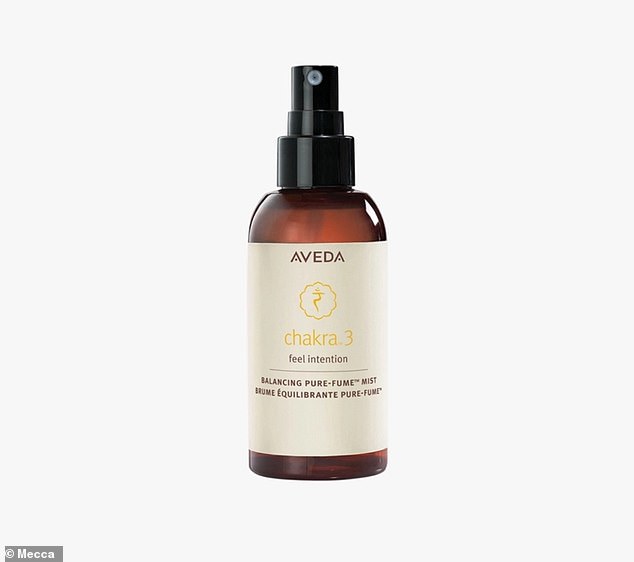 The 44-year-old always has Aveda's Chakra 3 Balancing Pure-Fume Mist on hand to 