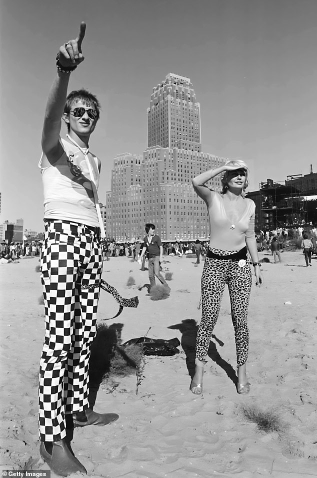 Musicians Avis Davis (left) and Joy Ryder on the beach before one of the No Nukes: MUSE (Musicians United for Safe Energy) concerts in 1979