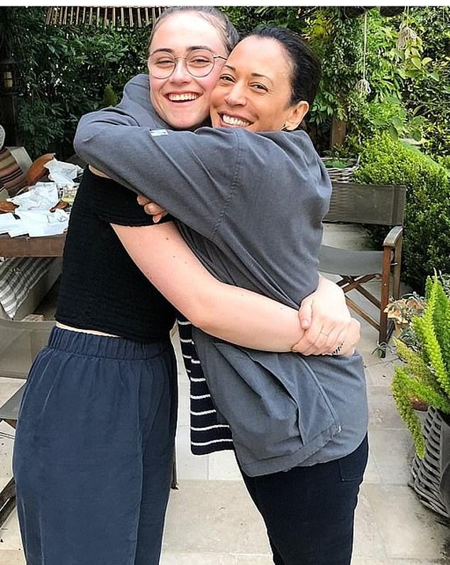 Harris hugs her stepdaughter model Ella Emhoff