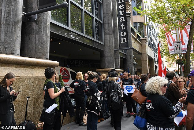 The Media Entertainment Arts Media Arts Entertainment Alliance has urged Nine to invest in its editorial frontline before its financial bottom line. Pictured are workers on a previous strike