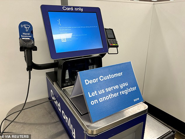 Computers across Australia repeatedly crashed and displayed the 'blue screen of death'. A blue error screen is seen on a cash register at a department store hit by a cyber outage in Brisbane, Australia, July 19, 2024