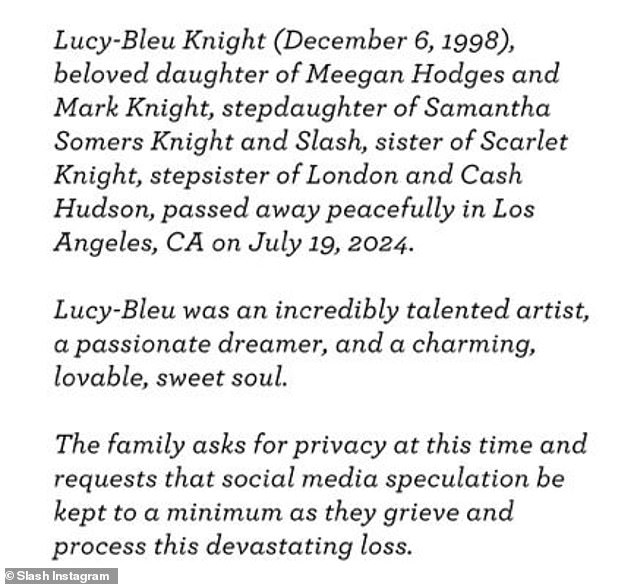 Slash said Lucy-Bleu 