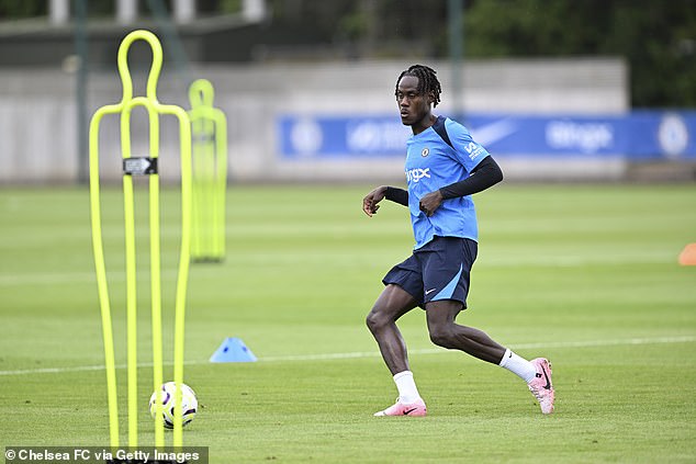 The defender (pictured during training this month) is likely to look to leave the club