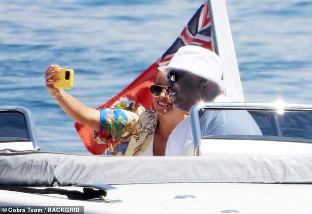 The couple posed for a smiling selfie on the boat, with Prieto briefly holding up her phone