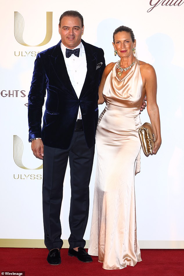 Milutin Gatsby and Veronica Berti Bocelli graced the red carpet together as Veronica appeared in a gold metallic dress