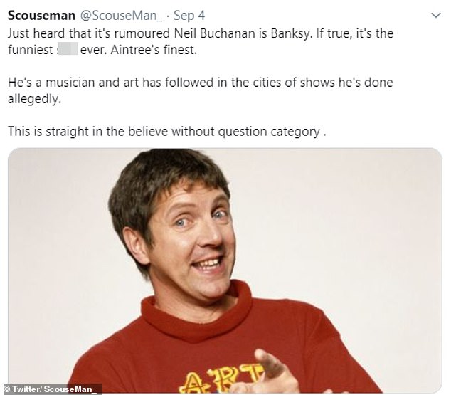 The conspiracy theory was fueled by a Twitter user who claimed that Neil has often visited the same cities where Banksy's artworks are on display