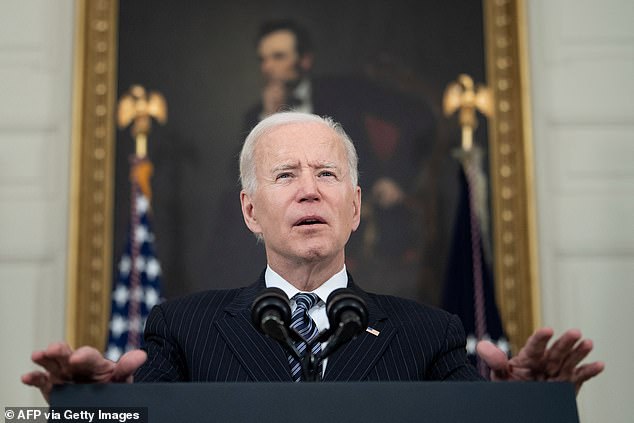 U.S. President Joe Biden delivers a vaccine update speech from the State Dining Room at the White House, April 6, 2021 in Washington, D.C.