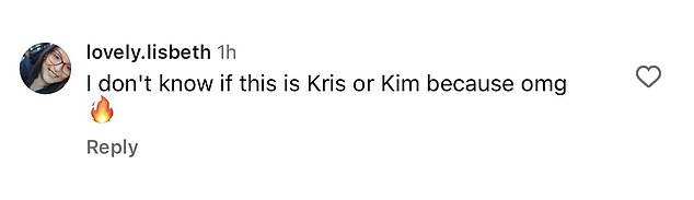 Another fan also made comparisons to Kim, writing: 'I don't know if this is Kris or Kim because omg'