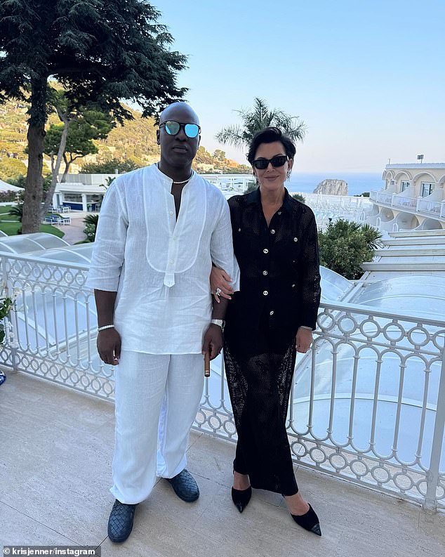 In another photo from Sunday, Kris also posed with her partner of 10 years Corey Gamble, 43, at the Hotel du Cap in France