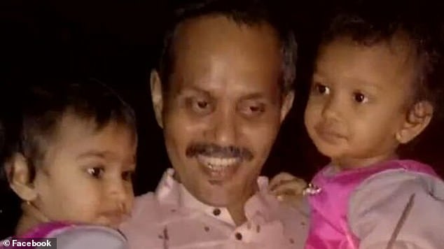 Shocking accounts describe Mrs Runwal screaming for her family to get off the tracks, while a nearby train worker told emergency services they could 'only hear one child crying' (pictured Mr Runwal with his daughters)