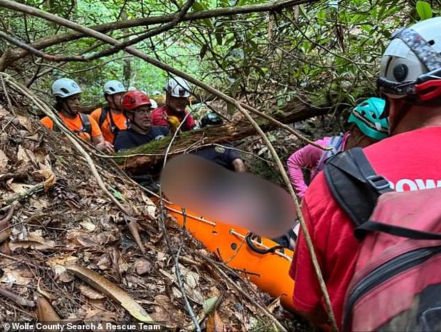 Rescuers found a shoe print and evidence of a walking stick in the area, then heard a faint sound calling to them and found Hern on a steep slope below a cliff.