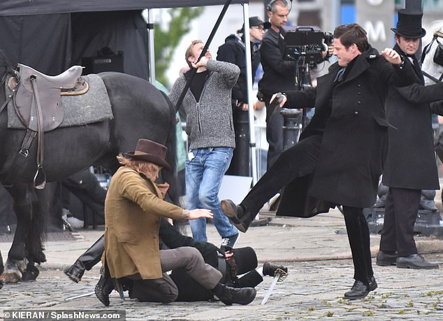 The Grantchester star had a number of fight scenes during the day