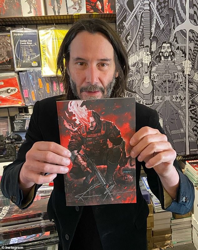 Keanu explained why he chose to have his collaborator write the story, revealing that he became emotional when his favorite author handed him a copy (pictured with his comic)