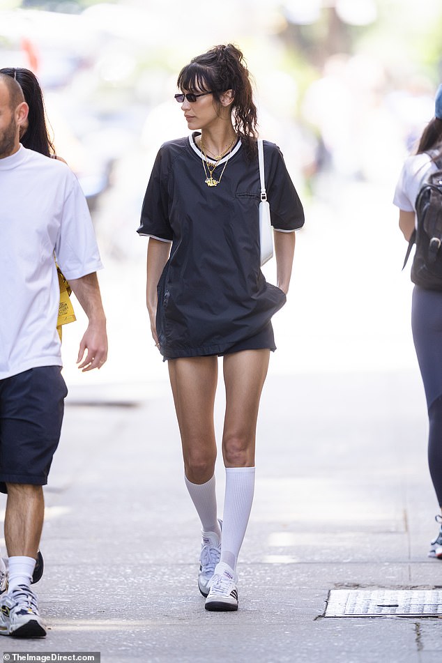 Model Bella Hadid wears Adidas' hugely popular Samba sneakers in New York