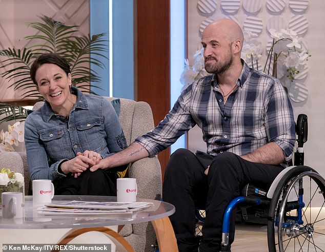 Mrs Abbington is engaged to daredevil stuntman Jonathan Goodwin after a whirlwind romance. Pictured on the Lorraine show in 2022