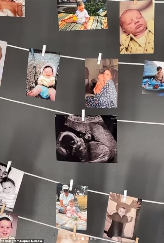 Photos of the couple and their ultrasound were hung as decoration