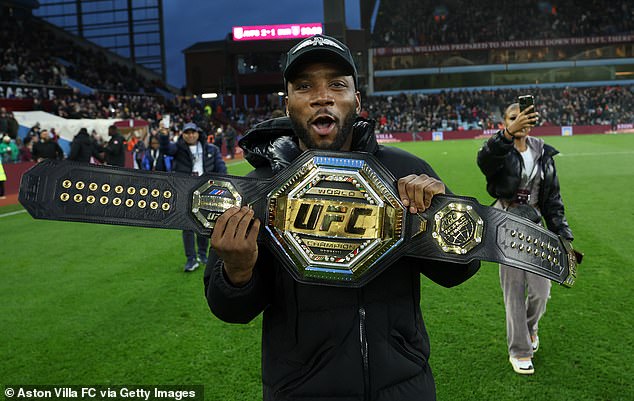 The Birmingham fighter was pictured flashing his belt at Villa Park in December