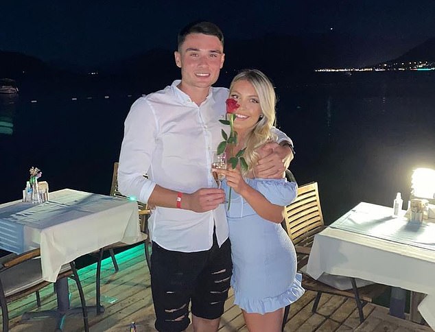 Fletcher, pictured with his fiancée Ellie, required emergency brain surgery and fell into a coma