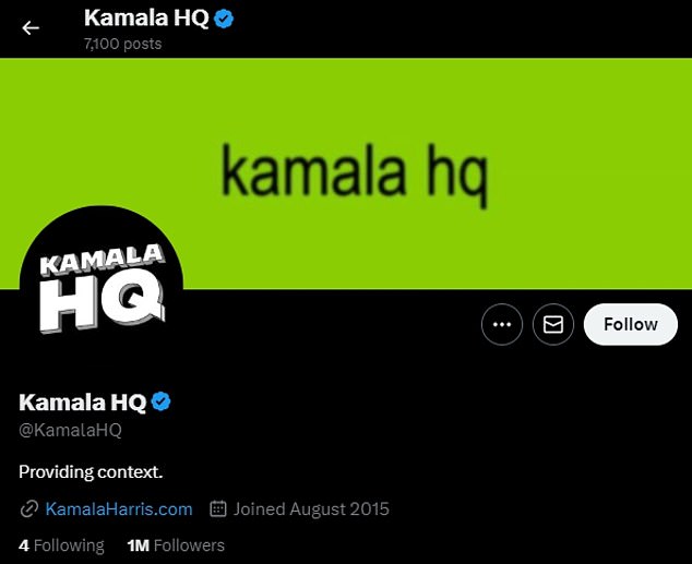 Within hours, she embraced the label, changing the header image on her campaign's X account, Kamala HQ, to resemble the album's iconic lime green cover.