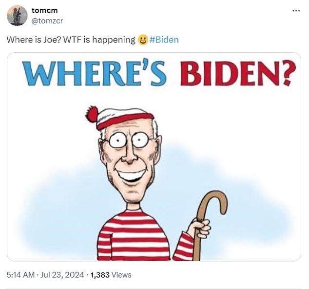 Images of Biden have been plastered on milk cartons as the “missing presidential candidate” and others have compared him to the puzzle series “Where's Wally?”