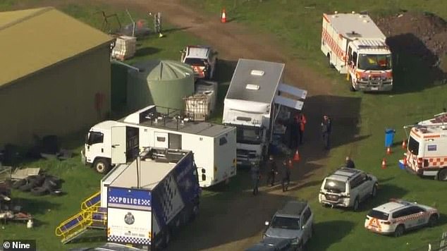 More than 100 police officers and SES members searched the site (pictured) using motocross bikes, garden tools and sniffer dogs