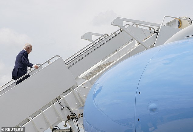 President Biden climbed the grand staircase to board his 747