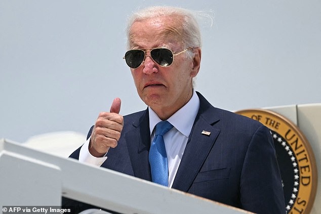 Biden gave the cameras a thumbs up