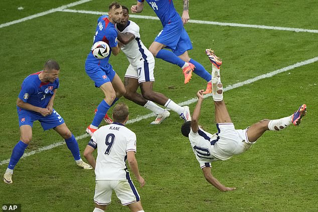 Jude Bellingham's stunning bicycle kick goal was voted the second best goal of the tournament by the panel