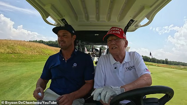 Trump was the latest special guest on DeChambeau's popular YouTube series 'Break 50'