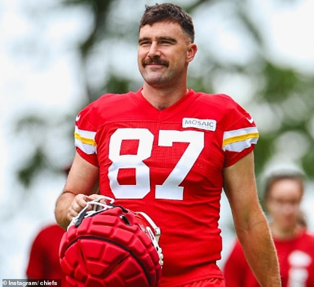 Kelce arrived at training camp Sunday sporting his signature preseason mustache