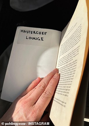 Innocent enough at first glance, the second photo clearly showed a sticker on the inside cover of the book that read 'MasterChef Lounge'