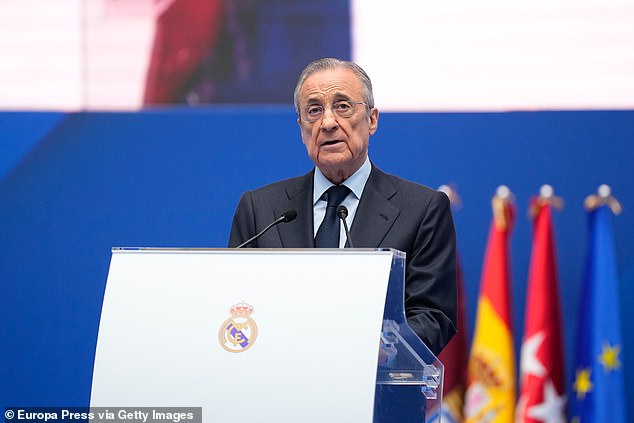 The disciplinary measures came after Perez (pictured) and Real Madrid complained about Tebas and LaLiga's deal with CVC Capital Partners