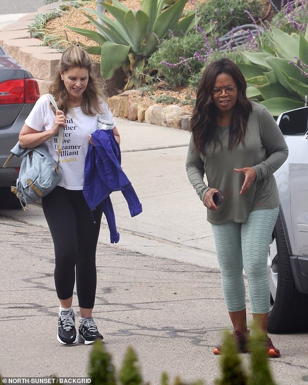 It wasn't clear what the connection was, but Oprah and Maria were seen walking into the under-construction building for about 15 minutes