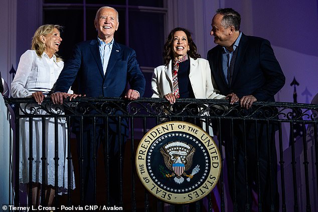 Jill and Joe Biden with Kamala Harris and Doug Emhoff on July 4th