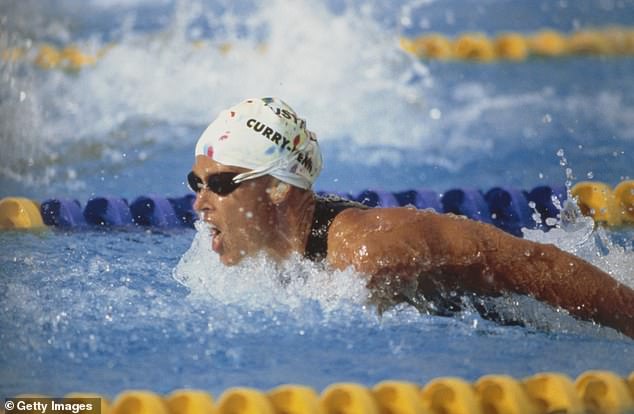 Curry (pictured competing in the 100m butterfly at the Barcelona Games) had a distinguished career, representing Australia at three Olympic Games