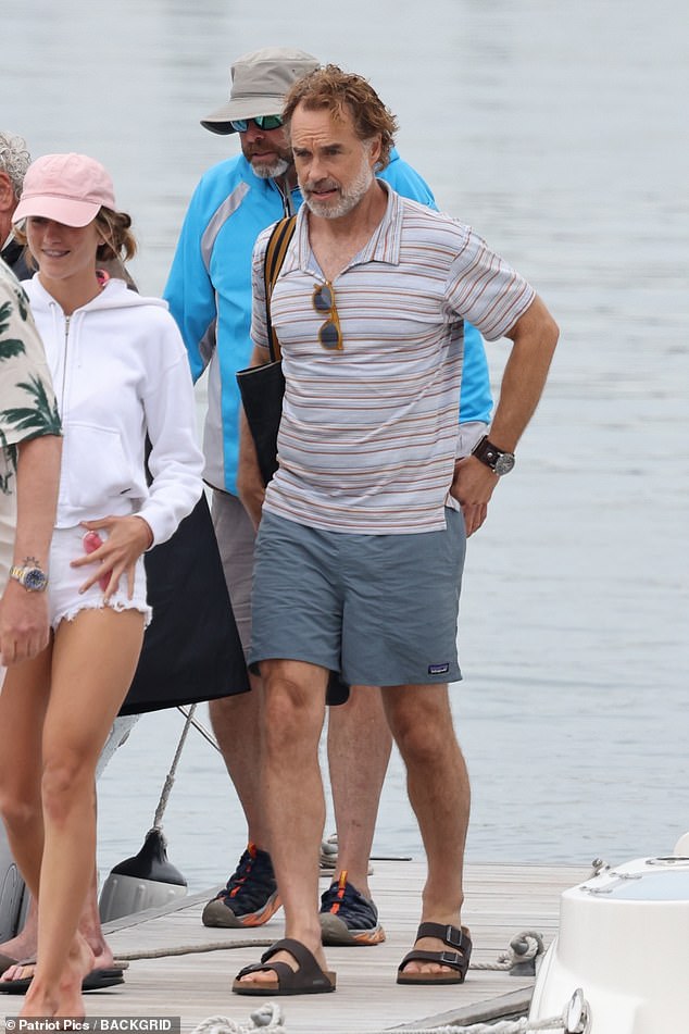 Murray Bartlett was seen arriving at the same time, with Wilson following. The White Lotus star wore a striped polo shirt, gray shorts and leather sandals